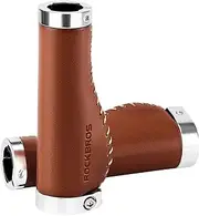 ROCKBROS Leather Bike Handlebar Grips, Aluminum Double Lock-on, Ergonomic Design, Shock Absorption, Fits 22.2mm Handlebar, BMX, Mountain, MTB, Beach Cruiser, Scooter, Folding Bike