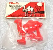 Vintage Hong Kong Plastic Red Camel Ramp Walker Toy 1960s New MIB NOS Package