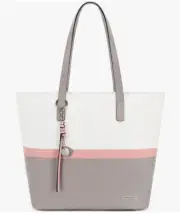 Pomelo Best Soft Faux Leather Womens Large Handbag, Brand New, Pink, White