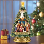 Lighted Christmas Musical Nativity Tree Tabletop Decor Centerpiece Silent Night