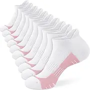 [cuangya] Ankle Socks Women Running No Show White Socks Athletic Low Cut Cushioned Pink Socks 5-Pairs