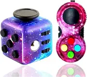 Yeefunjoy 2 x Anti-Stress Cube Toy, Fidget Toy Cube, Fidget Pad Controller for Stress Relief for Nervousness for ADD, ADHD, Autism, Teenagers, Children, Adults (Galaxy)