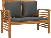 [vidaXL] Sofa Bench with Cushions - Acacia Wood, Scandinavian Style Outdoor Furniture with Dark Grey Cushions, Comfortable Design