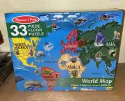 Puzzle World Map 33 Piece Extra Large Floor Melissa & Doug- NEW