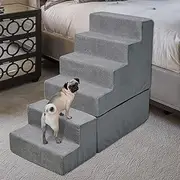 Dog Stairs 30 inches High, Dog Stairs for Small Large Dogs for High Beds 28-34 inches Tall, 33D Foam Dog Steps/Dog Ramp for Beds 30 inches, Pet Stairs/Steps for Old Dogs Cats, Grey
