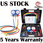 3 Way Manifold Vacuum Gauge Set A/C AC HVAC Kit US