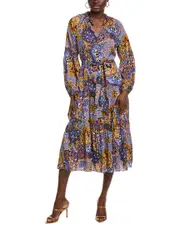 Elie Tahari The Sienna Silk-Blend Midi Dress