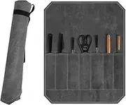 Chef Knife Roll Bag,Heavy Duty Waxed Canvas Knives Case,7 Slot Portable Knife Roll,Waterproof Storage Tool Wrap for Home Kitchen Travel Camping