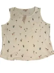 Sleeveless Philosophy Womens Top 2X Cocktails Print With Pocket White Rayon/Span