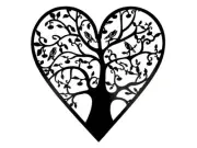 Tree of Life Metal Love Heart Wall Art 40cm Diameter Plain Black Colour 1pce