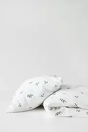 TISU Baby Crib Duvet Cover Soft Muslin Double Gauze Bedding Boy Girl Nursery Kids Sheet Bedsheets (Cream Leaves)
