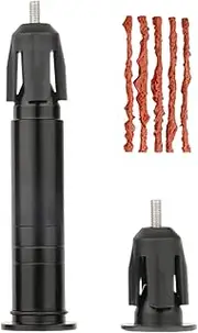 Bike Tire Repair Kit - Bike Tyre Puncture Repair Plugger Kit | Portable Flat Fix Tool with 5 Plugs | Tubeless Handlebar End Cycle Accessories for Men Women Cyclists