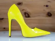 Red Cherry Milly Yellow Patent Pointy Toe Pump Shoe 4.5" Stiletto High Heels