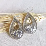 Native American Navajo Henry Mariano Stamped Sterling Silver Teardrop Earrings