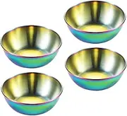 STOBAZA 4Pcs Stainless Steel Seasoning Bowls Kitchen Tableware for Sauces Dips Appetizers Compact Design Easy to Carry for Home Restaurant Use