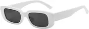 LeoLeoii Rectangle Sunglasses for Women Men Trendy Fashion Retro, 90s Y2K Vintage Narrow Square Frame Sunglasses Cool (White)