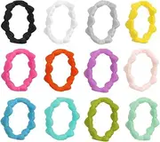 [TOVINANNA] 12pcs Unique Silicone Ring Set for Women Wedding Band Engagement Ring Anniversary Ring Birthday Present Silicone Bands Scratch-proof Fashionable Elastic Multi-colors