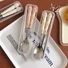 Rabbit Stainless Steel Kids Spoon Fork Chopsticks Cutlery Set mb