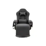 Hotshot Recliner PU Leather Office Computer Work Task Gaming Chair - Black - Bla