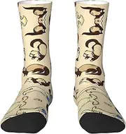 [pvinnk] Hairy Ferret Print Adult Long Thick Socks Unisex Crew Socks For Men Womenfor Workouts Sports Socks, White, One Size