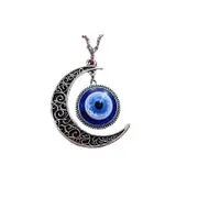Moon & Blue Devil Eye Pendant Necklace