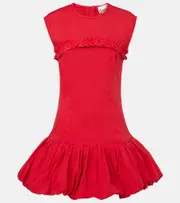 [Ganni] Ganni Ruffled cotton-blend minidress AU 12 red