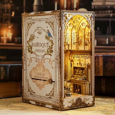 3D Book Nook DIY Wooden Puzzle Miniature Dollhouse Kit Holiday Gift for Adults