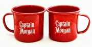 2 BRAND NEW CAPTAIN MORGAN JAMAICA SPICED RUM BRIGHT RED ENAMELWARE METAL CUPS