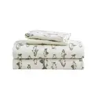 School of Fish 4-Piece Green Graphic Flannel Queen Sheet Set
