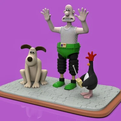 UNPAINTED Wallace and Gromit Diorama 3D Printed Model Kit 7" (BC)