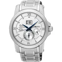 在飛比找PChome24h購物優惠-SEIKO Kinetic 萬年曆大視窗腕錶-銀/41mm 