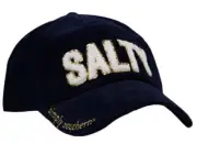 SIMPLY SOUTHERN Sparkle Puff Letter SALTY Blue Corduroy Baseball Cap Hat NEW