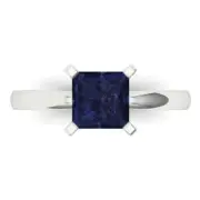 1.5 ct Princess Cut Sapphire Gemstone Soliaire Engagement Ring, White Gold