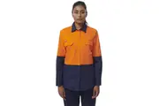 King Gee Ladies Workcool Vented Cotton Drill Work Shirt K44226 - Orange/Navy