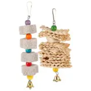 2Pcsparrot chew calcium Parrot Cuttlebone Toy Bird Cage Hanging Toys Bird Swing