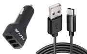 For Galaxy S20/S21/S23/FE 36W Car Charger 3-Port USB 4.8A Type-C Cable 6ft