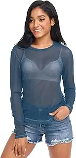 [RPLIFE] Prussian Blue Mesh Long Sleeve, Mesh Rave Top S-XXL