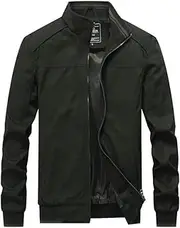 [FTCayanz] Men's Flight Bomber Jacket Cotton Lightweight Softshell Windbreaker Zip Coat Outwear