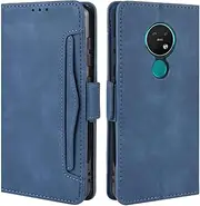 [HualuBro] Nokia 7.2 Case, Nokia 6.2 Case, Magnetic Full Body Protection Shockproof Flip Leather Wallet Case Cover with Card Slot Holder for Nokia 7.2 / Nokia 6.2 Phone Case (Blue)