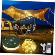 3 in 1 Camping String Light Rechargeable(32.8Ft), Warm White Portable Outdoor