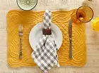 DII HONEY GOLD QUILTED FARMHOUSE DINNER PLACEMAT 13" X 18" SET OF 6 NEW