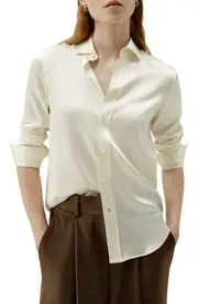 Lilysilk Tailored Button Down Silk Shirt in Lily White at Nordstrom, Size 4
