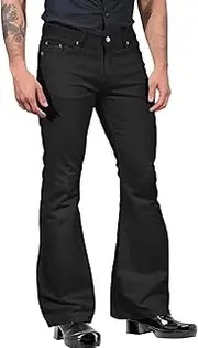 [Generic] Men's Flare Pants Active Workout Jogger Pants for Men with Pockets Wide Leg Drawstring Work Casual Trackpants