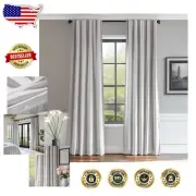 Light Gray Velvet Room Darkening Curtains - Luxurious 90" Long Drapes (Set of 2)