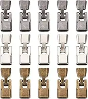 PandaHall 15 Sets 3 Colors Alloy Flat Buckle Clasp Cord End Cap Connector for Leather Bracelet Jewelry Making