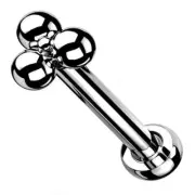PAIR 16G STEEL TRINITY BEAD INTERNAL THREADED TRAGUS CONCH HELIX DAITH STUD RING