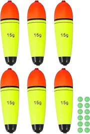 uxcell Fishing Slip Bobbers, EVA Foam Bobbers Slip Floats with Fish Beads, 0.5 Oz Floatage Fit for Perch Carp Bass Fishing Corks Saltwater Freshwater (6 Pack, Red/Yellow)