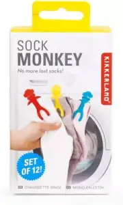 Kikkerland Sock Monkey No More Lost Socks, Set of 12 Washer Dryer Helper