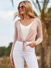 Sosandar Pink Tie Front Cardigan (H85127) | $113