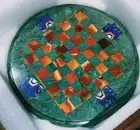18'' green Marble Chess Table Top Pietra Dura Inlay Children Game Kids c22